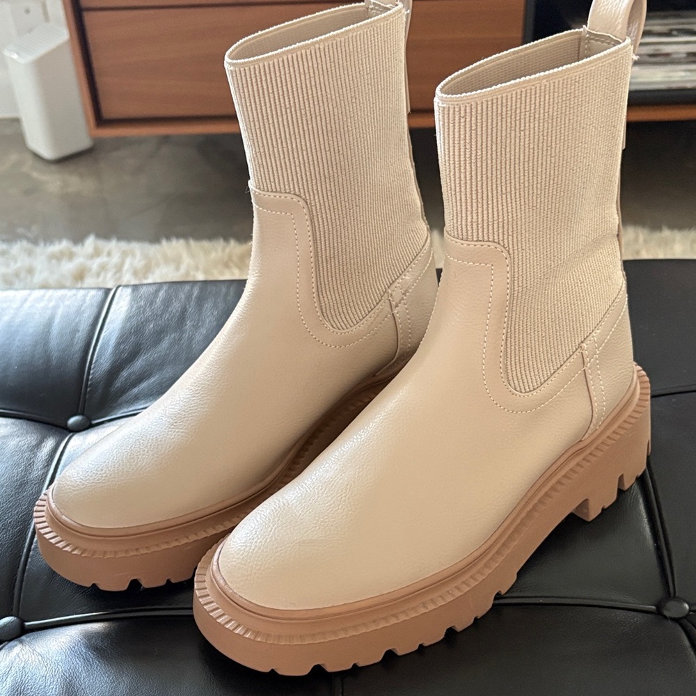 Mango Cream Ankle Boots
